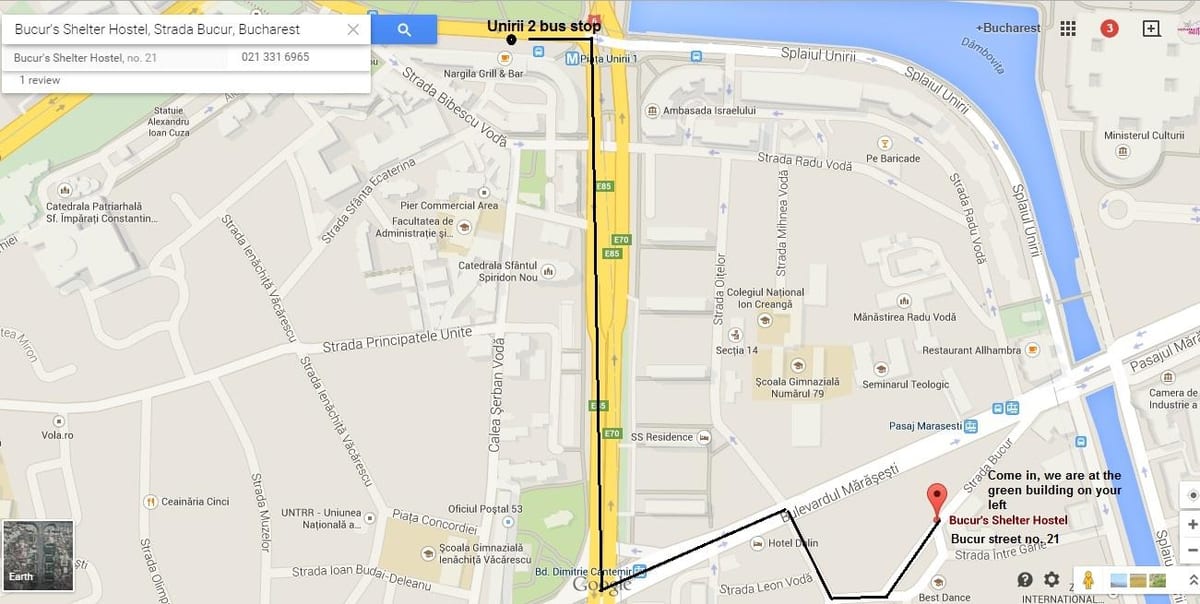 Bản đồ của ký túc xá bucharest