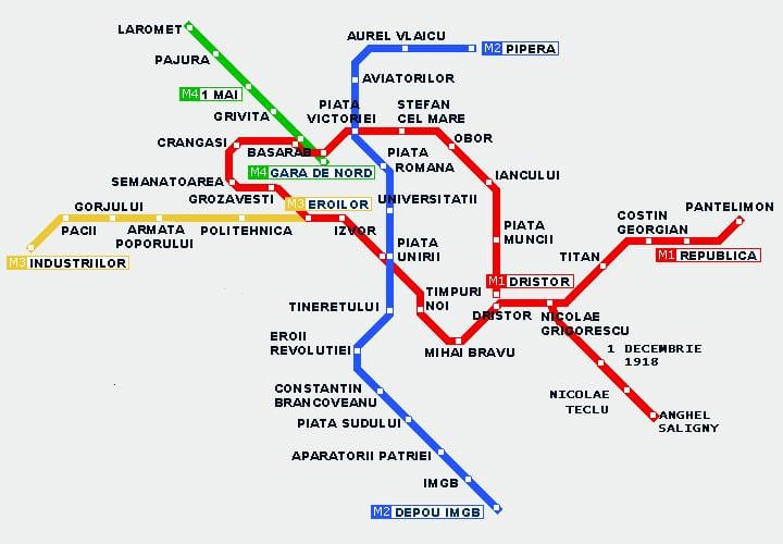 xe điện bản đồ bucharest