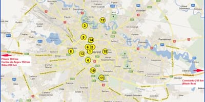 Bản đồ của bucharest hấp dẫn 